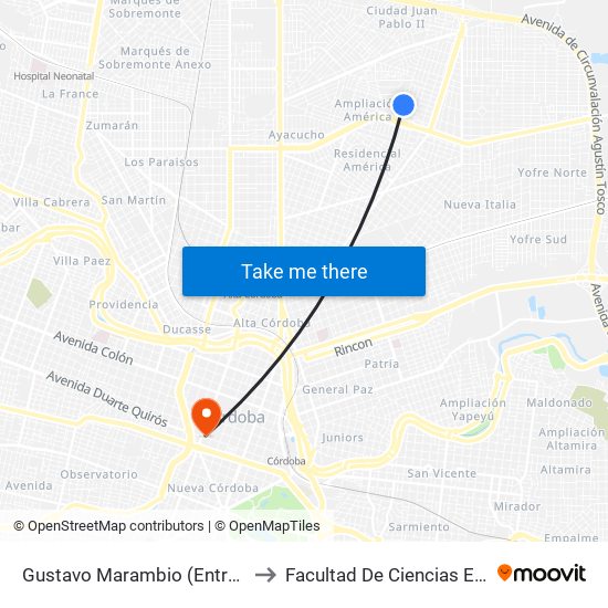 Gustavo Marambio (Entre San Guillermo Y M. De Pont) to Facultad De Ciencias Exactas, Fisicas Y Naturales map