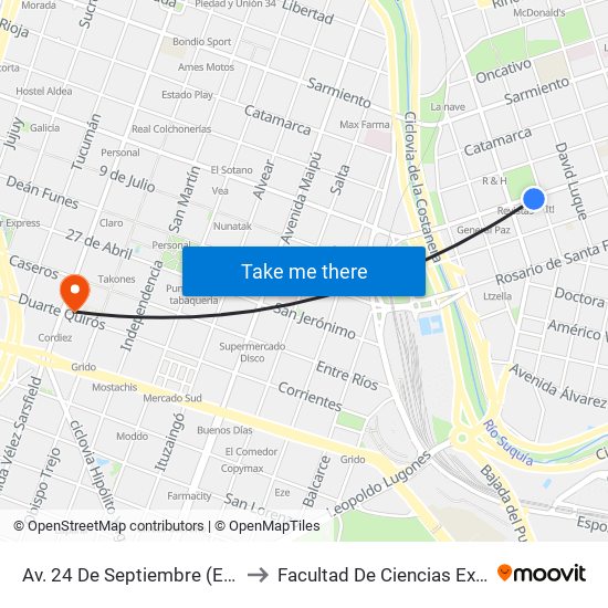 Av. 24 De Septiembre (Entre F. Frias Y F. M. Esquiú) to Facultad De Ciencias Exactas, Fisicas Y Naturales map