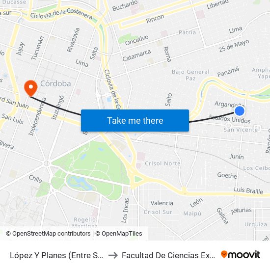 López Y Planes  (Entre Sargento Cabral Y Yapeyú) to Facultad De Ciencias Exactas, Fisicas Y Naturales map