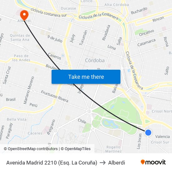 Avenida Madrid  2210 (Esq. La Coruña) to Alberdi map