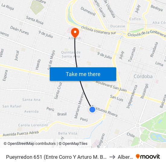 Pueyrredon 651 (Entre Corro Y Arturo M. Bas) to Alberdi map