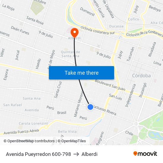 Avenida Pueyrredon 600-798 to Alberdi map