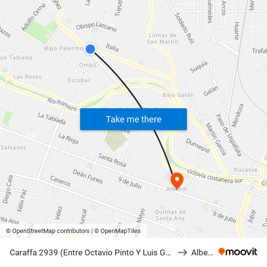 Caraffa 2939 (Entre Octavio Pinto Y Luis Galeano) to Alberdi map