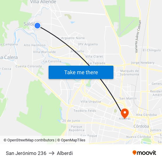 San Jerónimo 236 to Alberdi map