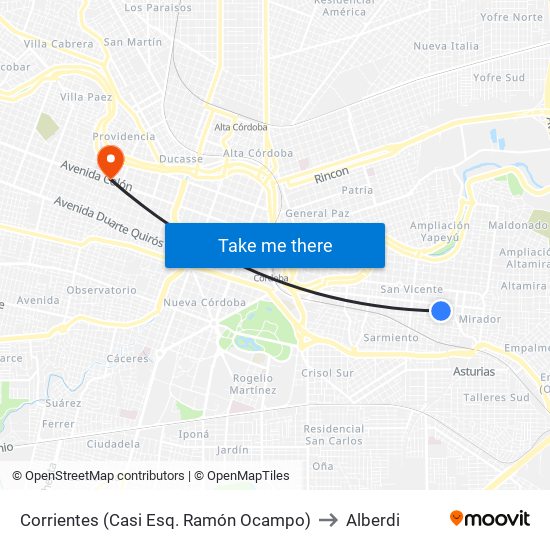 Corrientes (Casi Esq. Ramón Ocampo) to Alberdi map
