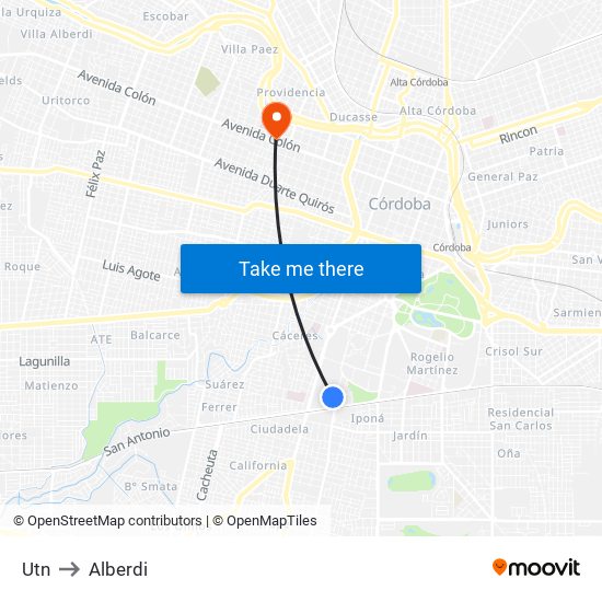 Utn to Alberdi map