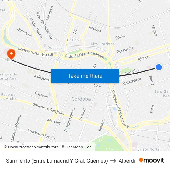 Sarmiento (Entre Lamadrid Y Gral. Güemes) to Alberdi map