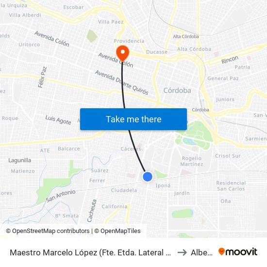 Maestro Marcelo López (Fte. Etda. Lateral U.T.N.) to Alberdi map