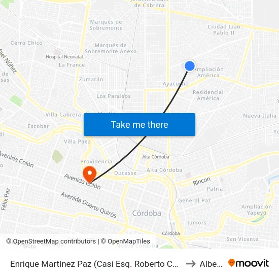 Enrique Martínez Paz (Casi Esq. Roberto Casaux) to Alberdi map
