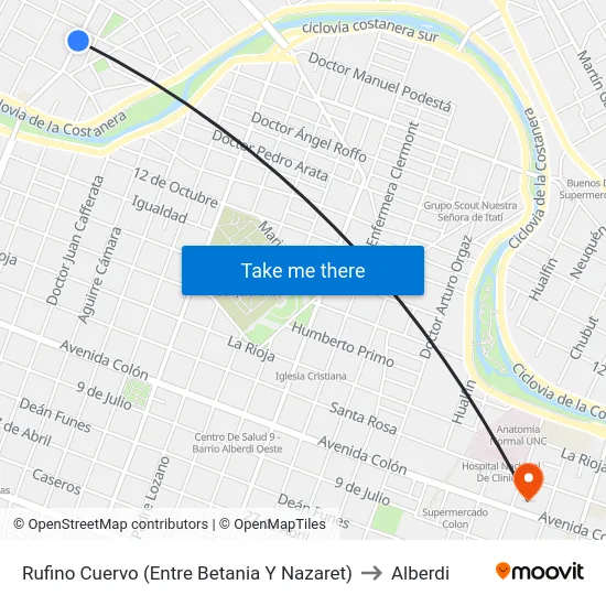 Rufino Cuervo (Entre Betania Y Nazaret) to Alberdi map