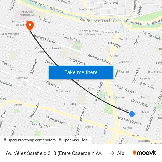 Av. Vélez Sarsfield 218 (Entre Caseros Y Av. D. Quirós) to Alberdi map
