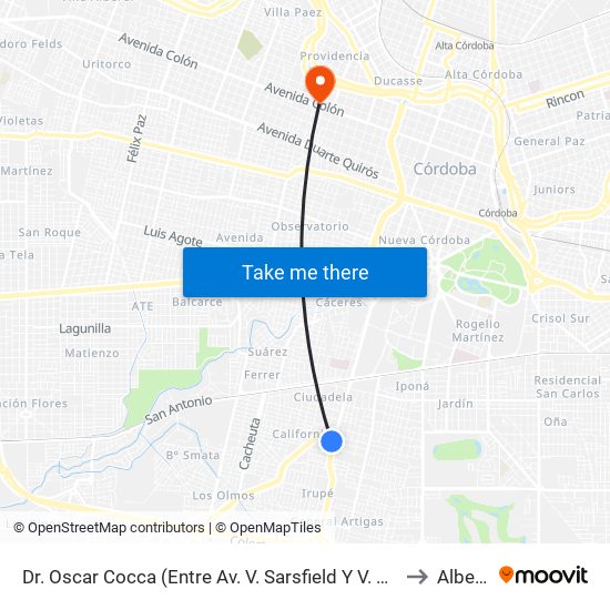 Dr. Oscar Cocca (Entre Av. V. Sarsfield Y V. Del Mar) to Alberdi map