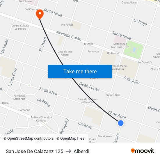 San Jose De Calazanz 125 to Alberdi map