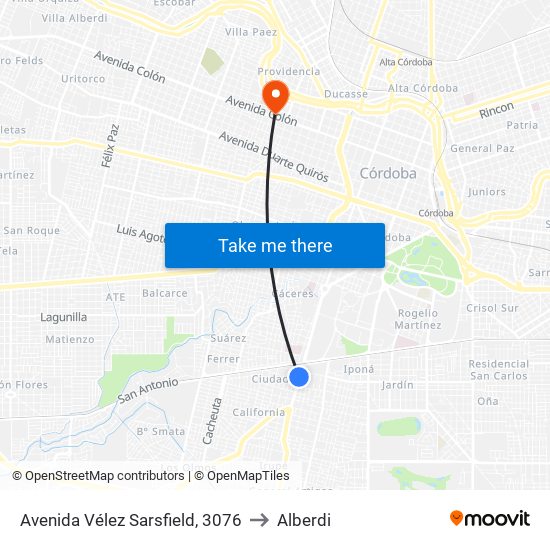 Avenida Vélez Sarsfield, 3076 to Alberdi map