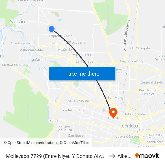 Molleyaco 7729 (Entre Niyeu Y Donato Alvarez) to Alberdi map