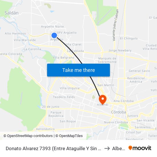 Donato Alvarez 7393 (Entre Ataguille Y Sin Datos) to Alberdi map