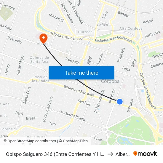 Obispo Salguero 346 (Entre Corrientes Y Illia) to Alberdi map