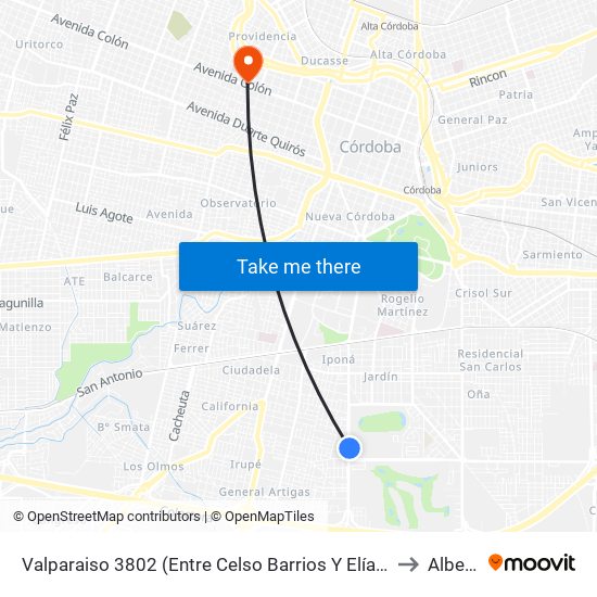 Valparaiso 3802 (Entre Celso Barrios Y Elías Yofre) to Alberdi map