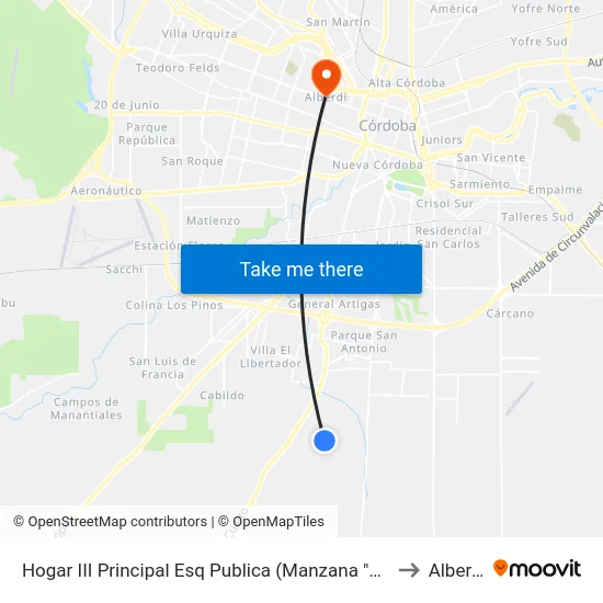 Hogar III Principal Esq Publica (Manzana "57") to Alberdi map