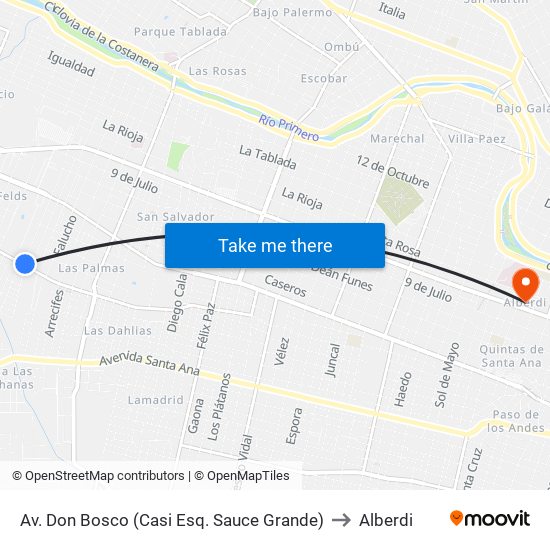 Av. Don Bosco (Casi Esq. Sauce Grande) to Alberdi map