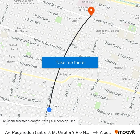 Av. Pueyrredón (Entre J. M. Urrutia Y Río Negro) to Alberdi map