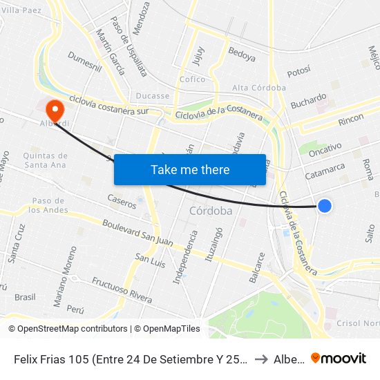 Felix Frias 105 (Entre 24 De Setiembre Y 25 De Mayo) to Alberdi map