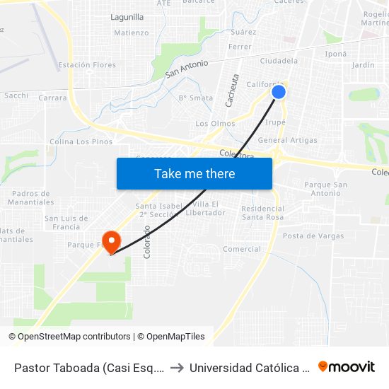 Pastor Taboada (Casi Esq. Viña Del Mar) to Universidad Católica De Córdoba map