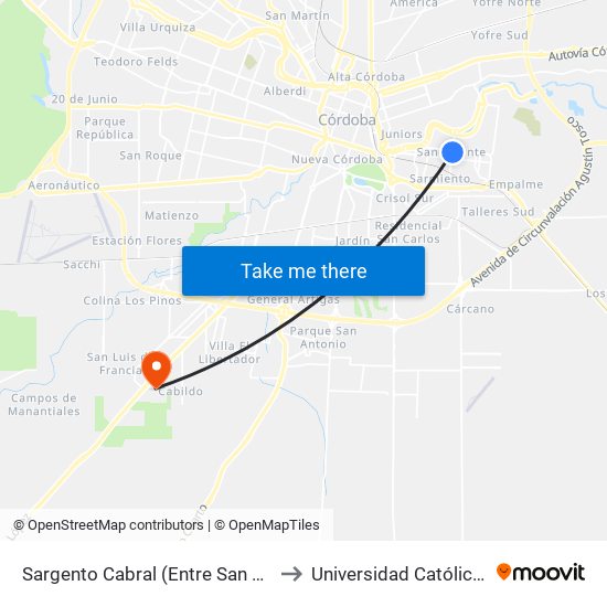 Sargento Cabral (Entre San Jerónimo Y E. Ríos) to Universidad Católica De Córdoba map