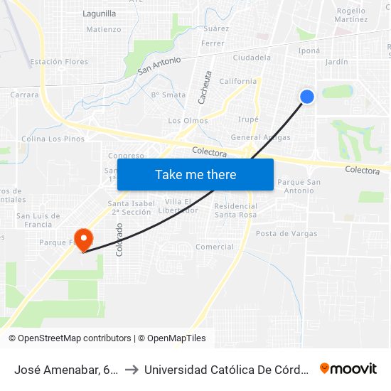 José Amenabar, 691 to Universidad Católica De Córdoba map