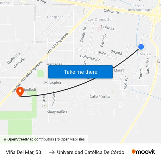 Viña Del Mar, 5092 to Universidad Católica De Córdoba map