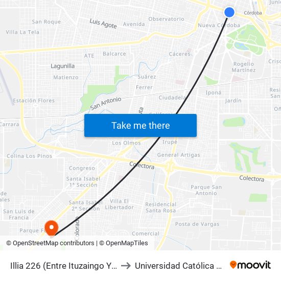 Illia 226 (Entre Ituzaingo Y Chacabuco) to Universidad Católica De Córdoba map