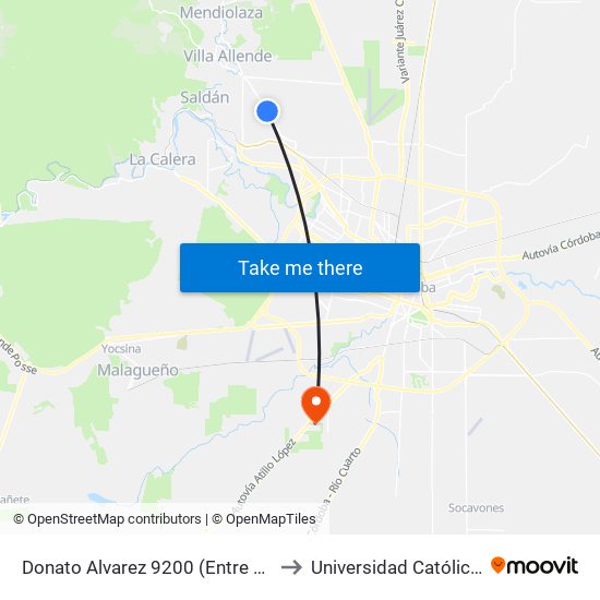 Donato Alvarez 9200 (Entre Auquinco Y Cauque) to Universidad Católica De Córdoba map