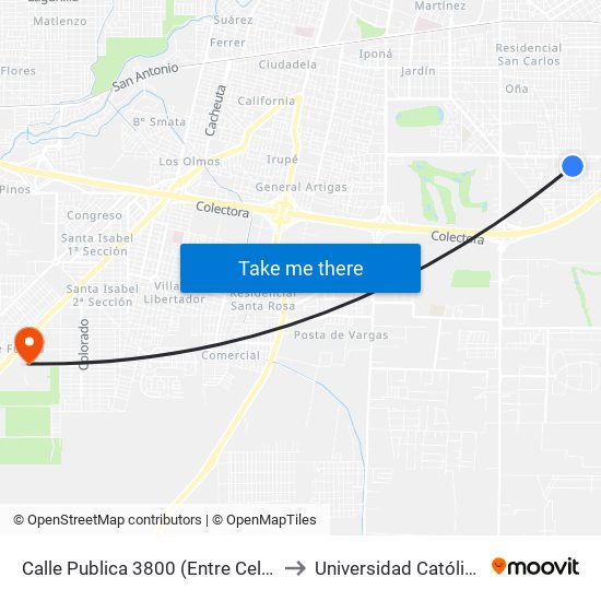 Calle Publica 3800 (Entre Celso Barrios Y Publica) to Universidad Católica De Córdoba map
