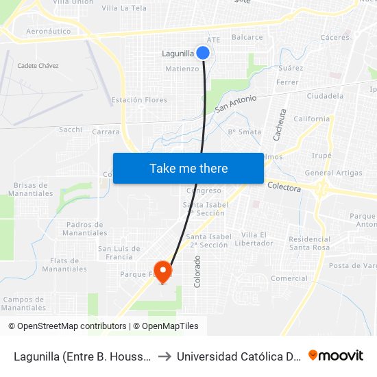 Lagunilla (Entre B. Houssay Y Talma) to Universidad Católica De Córdoba map