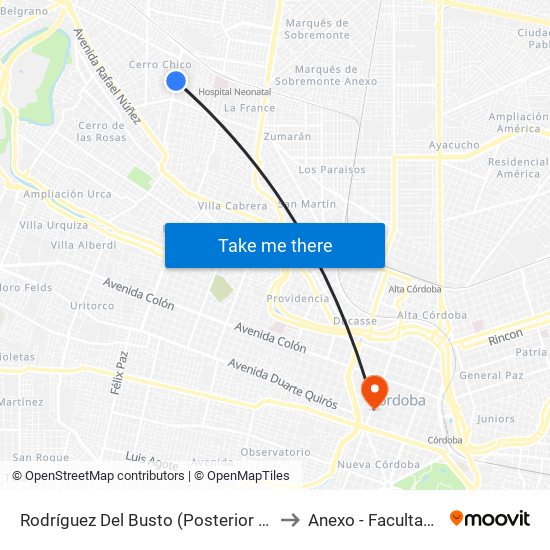 Rodríguez Del Busto (Posterior Etda. Parque Milénica) to Anexo - Facultad De Lenguas map