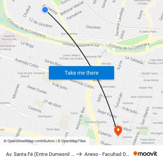 Av. Santa Fé (Entre Dumesnil Y M. Benítez) to Anexo - Facultad De Lenguas map