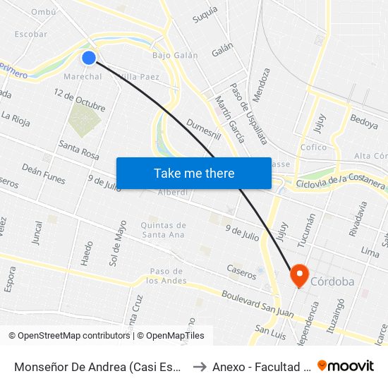 Monseñor De Andrea (Casi Esq. Dr. Eliseo Cantón) to Anexo - Facultad De Lenguas map