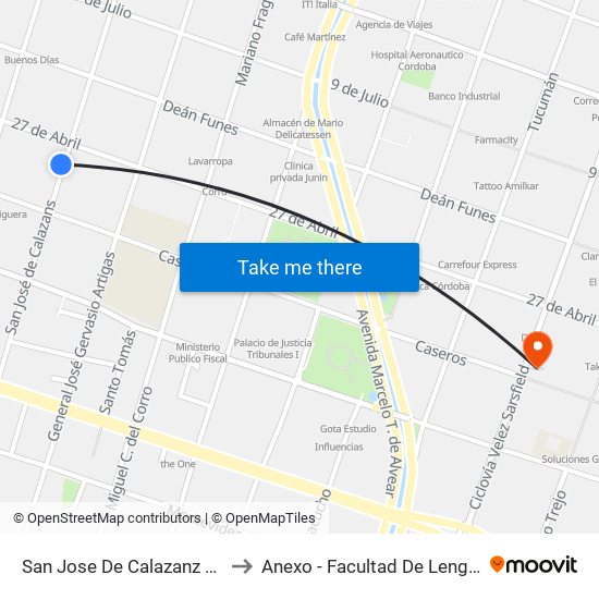 San Jose De Calazanz 125 to Anexo - Facultad De Lenguas map