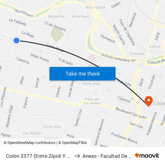 Colón 3377 (Entre Zípoli Y Esperanto) to Anexo - Facultad De Lenguas map