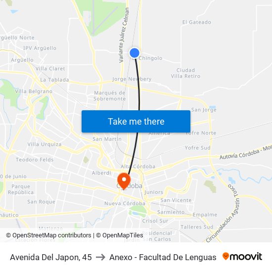 Avenida Del Japon, 45 to Anexo - Facultad De Lenguas map