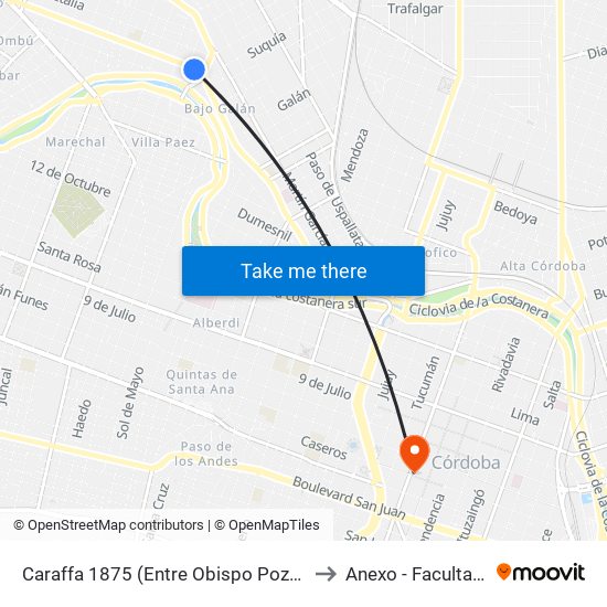 Caraffa 1875 (Entre Obispo Pozo Y Silva Y Castro Barros) to Anexo - Facultad De Lenguas map