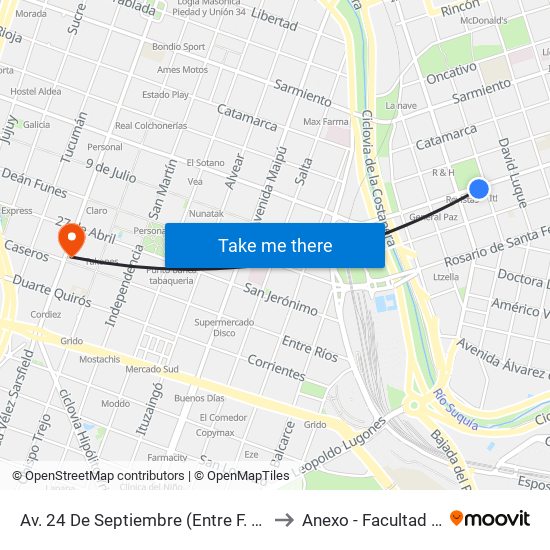 Av. 24 De Septiembre (Entre F. Frias Y F. M. Esquiú) to Anexo - Facultad De Lenguas map