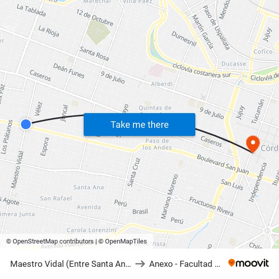 Maestro Vidal (Entre Santa Ana Y F. R. Ferreira) to Anexo - Facultad De Lenguas map