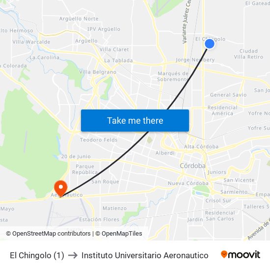 El Chingolo (1) to Instituto Universitario Aeronautico map