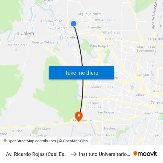 Av. Ricardo Rojas (Casi Esq. Pachacutec) to Instituto Universitario Aeronautico map