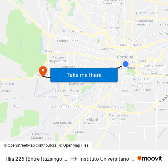 Illia 226 (Entre Ituzaingo Y Chacabuco) to Instituto Universitario Aeronautico map