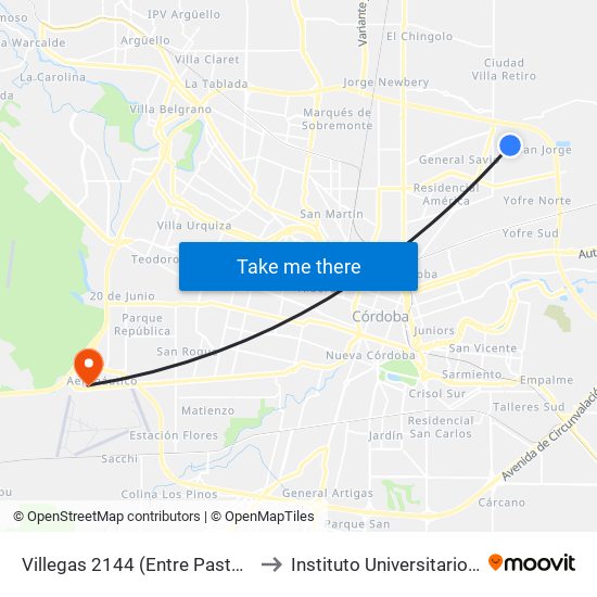 Villegas 2144 (Entre Pastorino Y Muzlera) to Instituto Universitario Aeronautico map