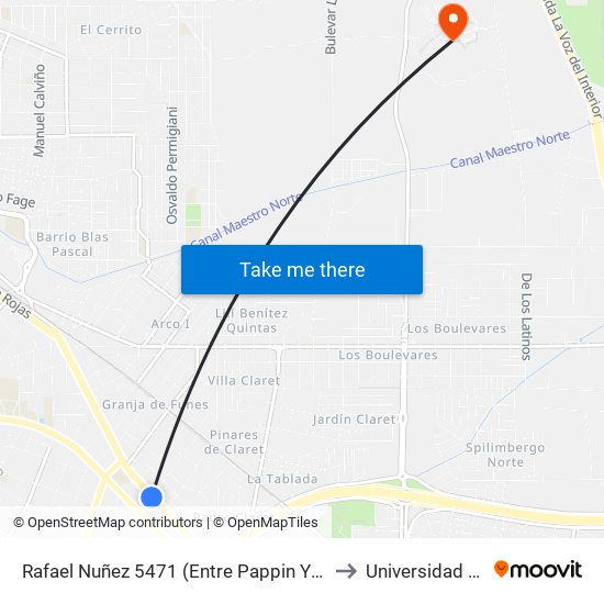 Rafael Nuñez 5471 (Entre Pappin Y Parmenio Ferrer) to Universidad Siglo 21 map