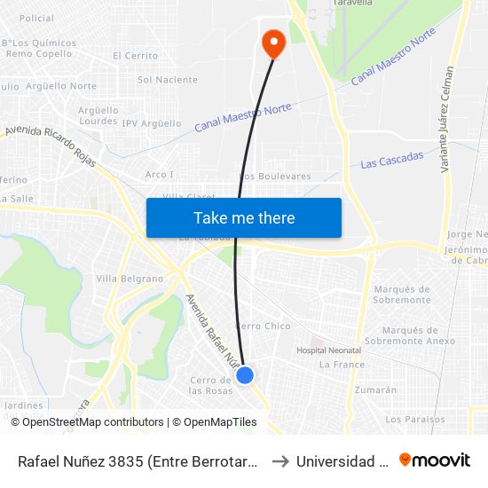 Rafael Nuñez 3835 (Entre Berrotaran Y Arruabarrena) to Universidad Siglo 21 map