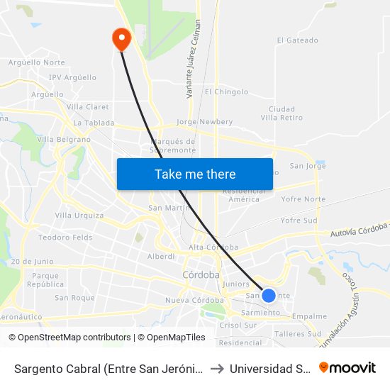 Sargento Cabral (Entre San Jerónimo Y E. Ríos) to Universidad Siglo 21 map